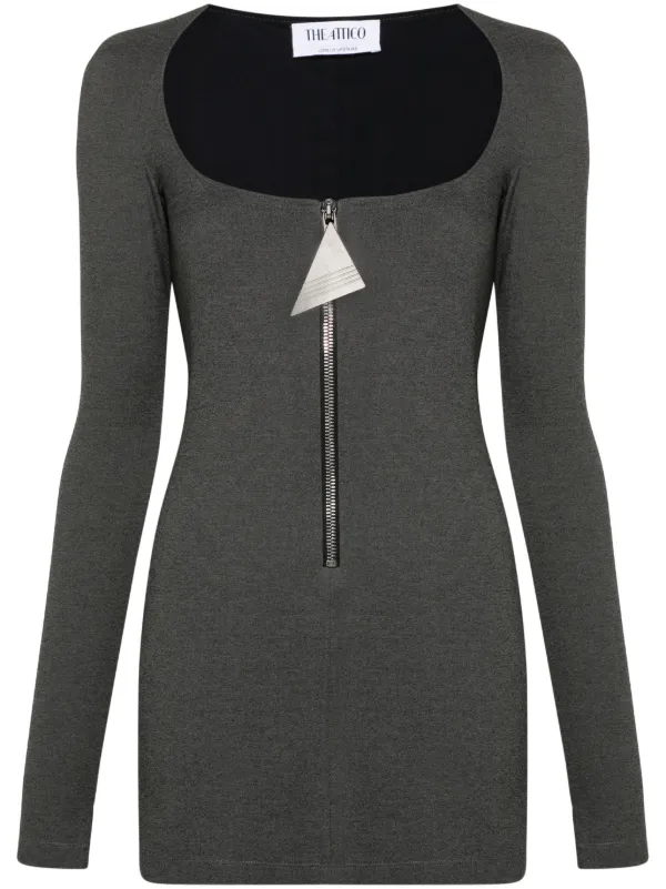 The Attico Mélange-effect Mini Dress in Black