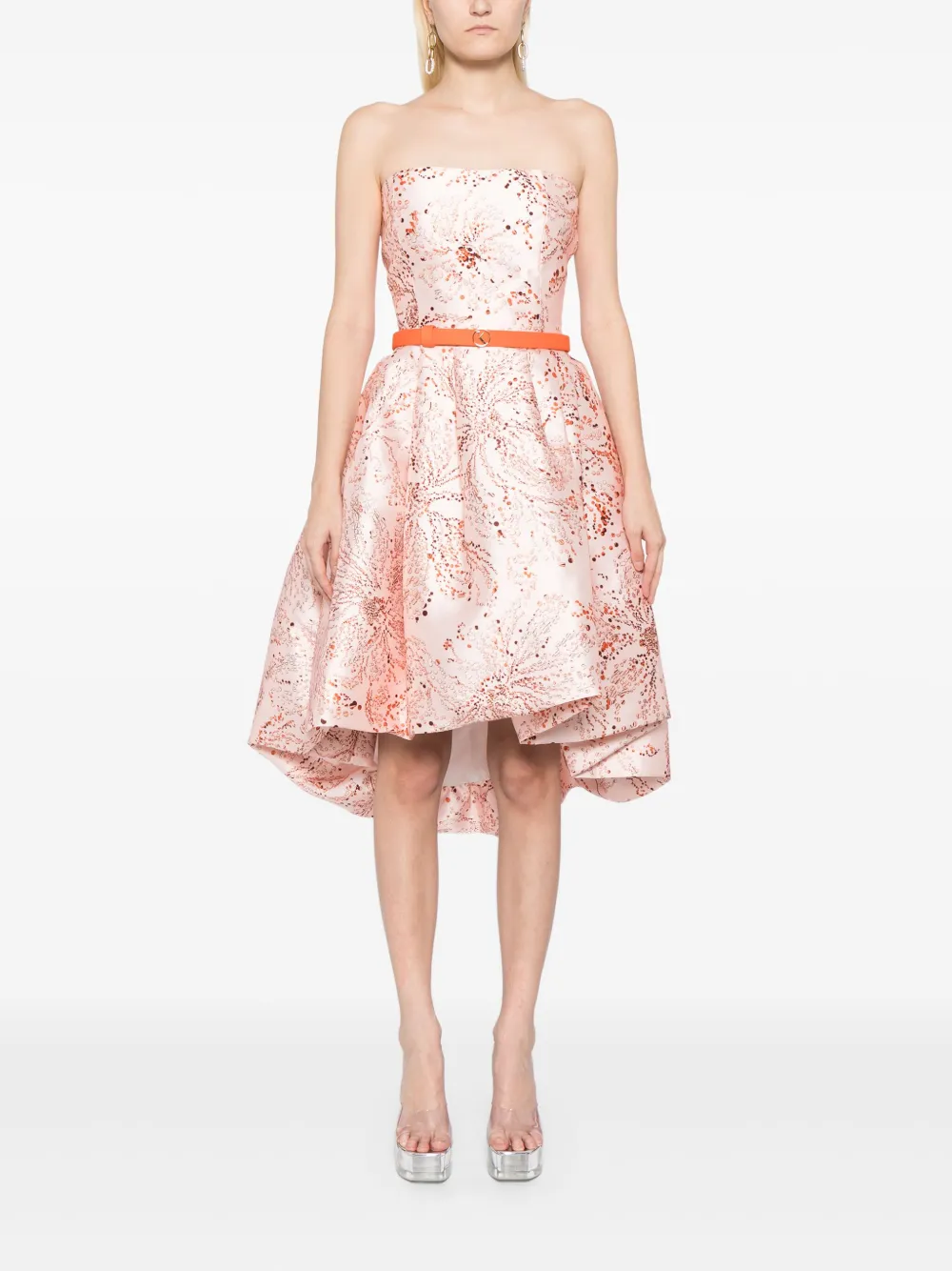 saiidkobeisy Saiid Kobeisy Strapless midi-jurk met print - Oranje