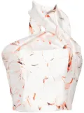 Saiid Kobeisy printed strapless top - White