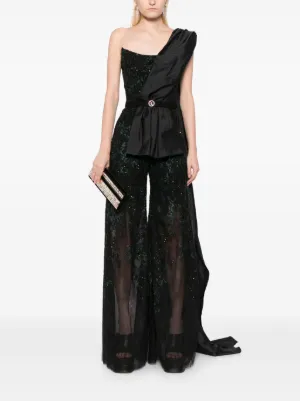 ワンピース Saiid Kobeisy Satin Jumpsuit Saiid Kobeisy floral-print wide-leg Jumpsuit | White | FARFETCH
