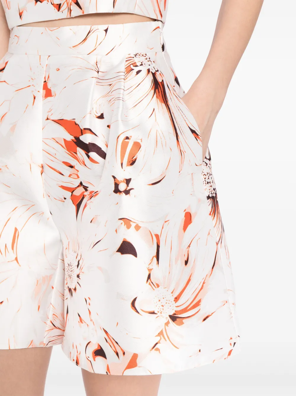 Shop Saiid Kobeisy Printed Flared Shorts In White