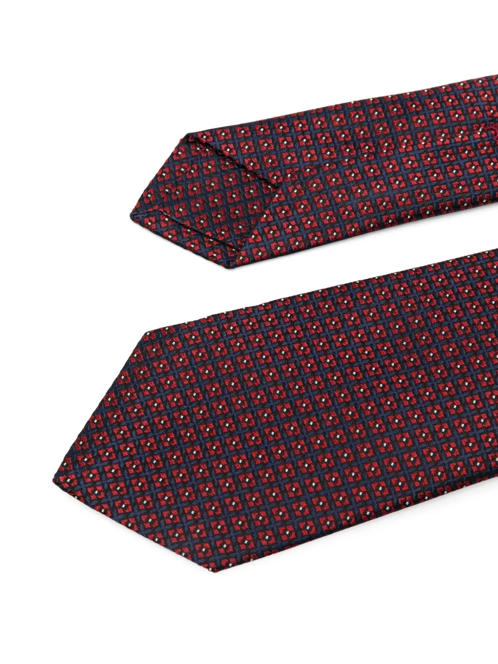 Kiton Zijden stropdas met geometrisch jacquard Rood
