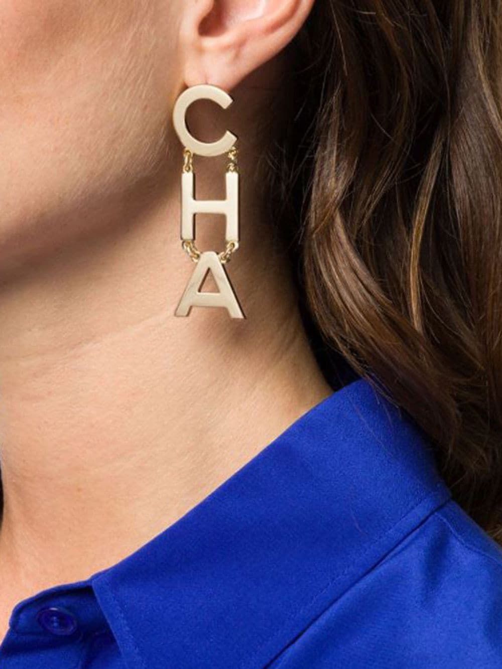 CHANEL Pre-Owned 2020s oorclips met logo - Goud