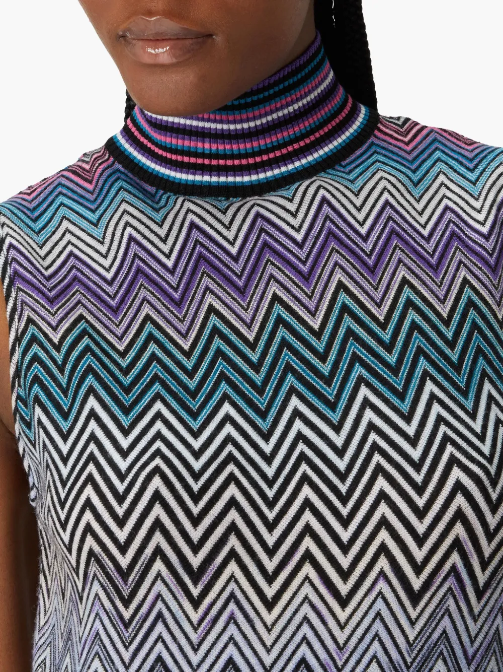 Shop Missoni Zigzag-woven Knitted Tank Top In Purple