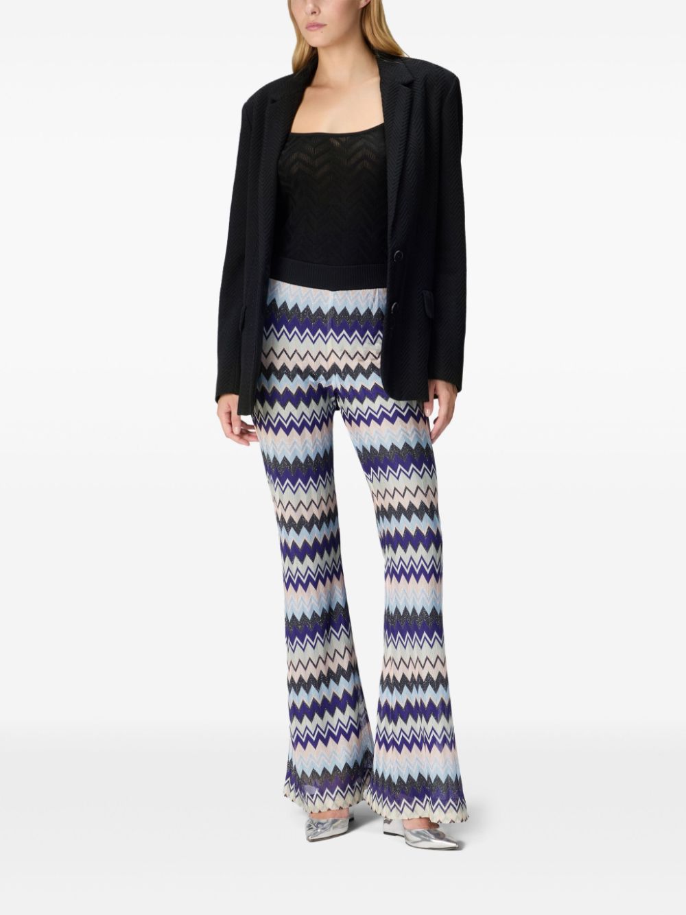 Missoni zigzag-knit trousers - Blauw