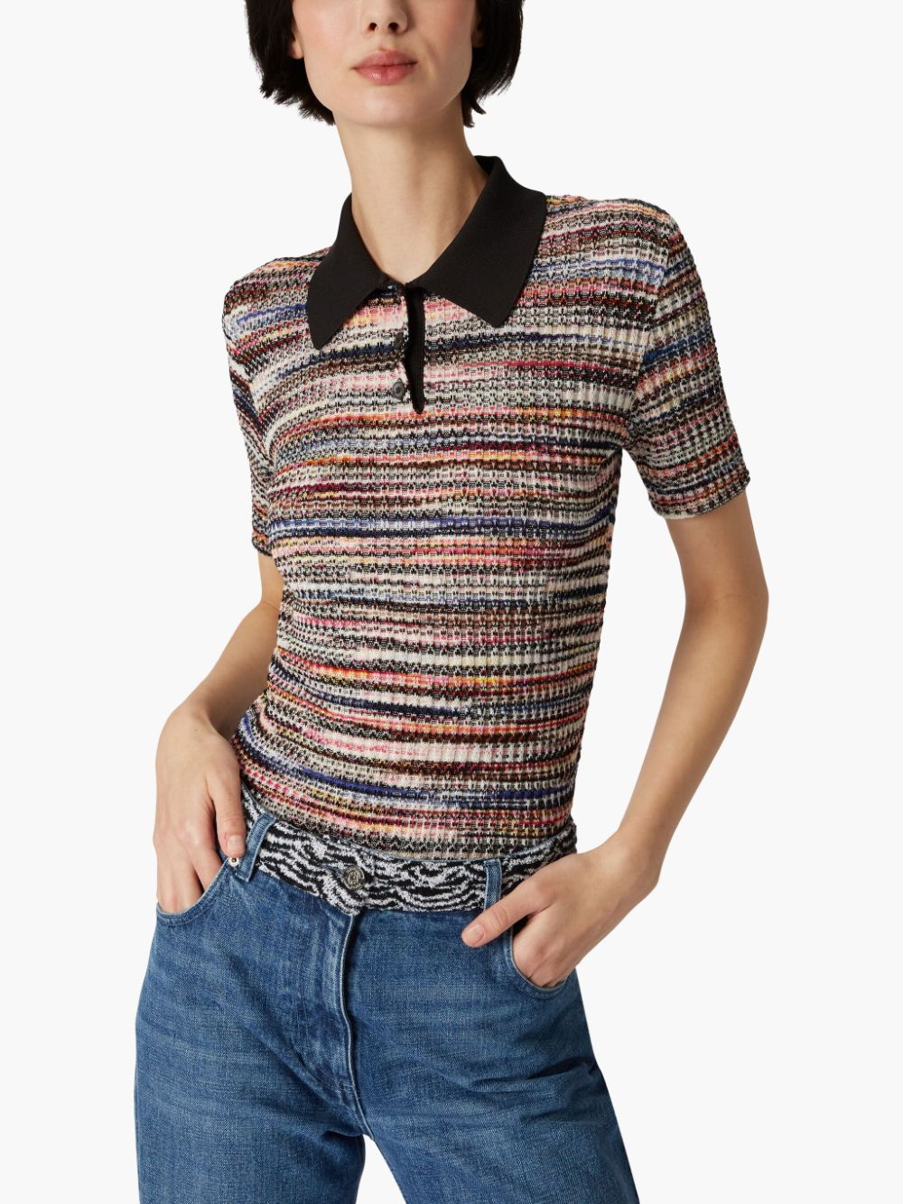 MISSONI STRIPED KNITTED POLO SHIRT 