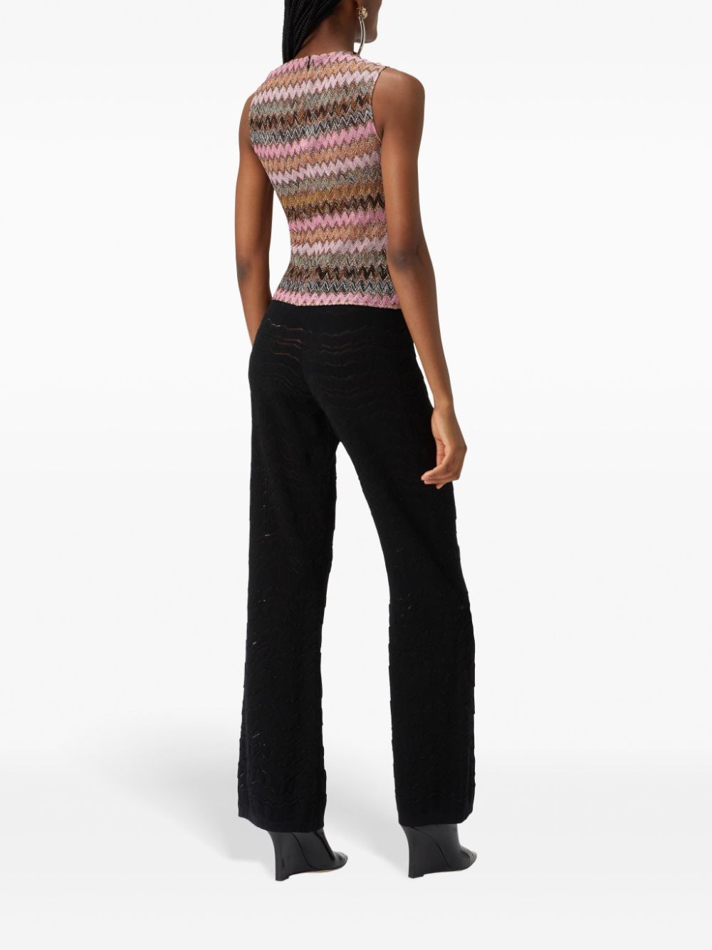 Shop Missoni Zigzag-woven Knitted Tank Top In Pink