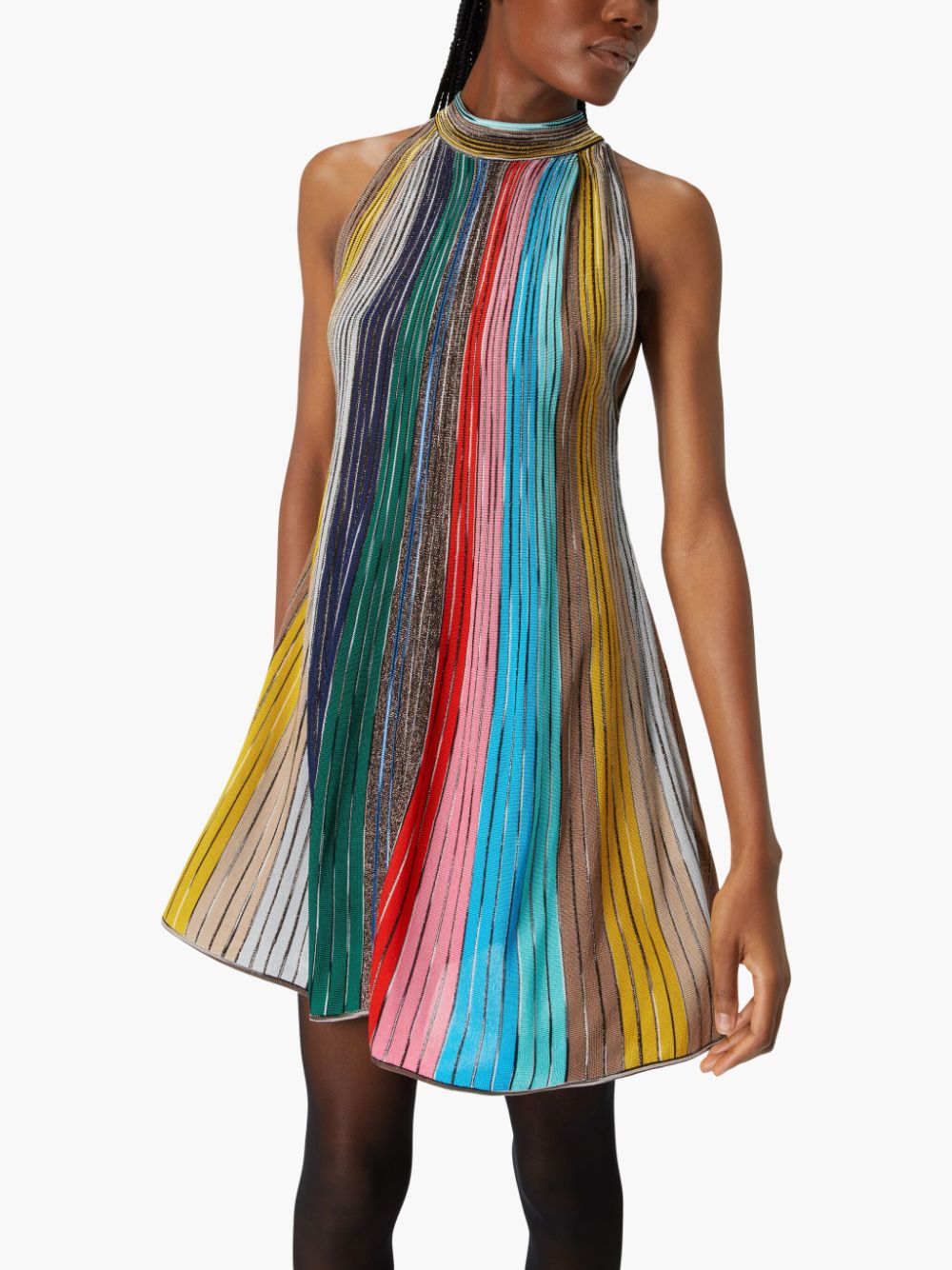 Shop Missoni Pleated Sleeveless Mini Dress In Blue