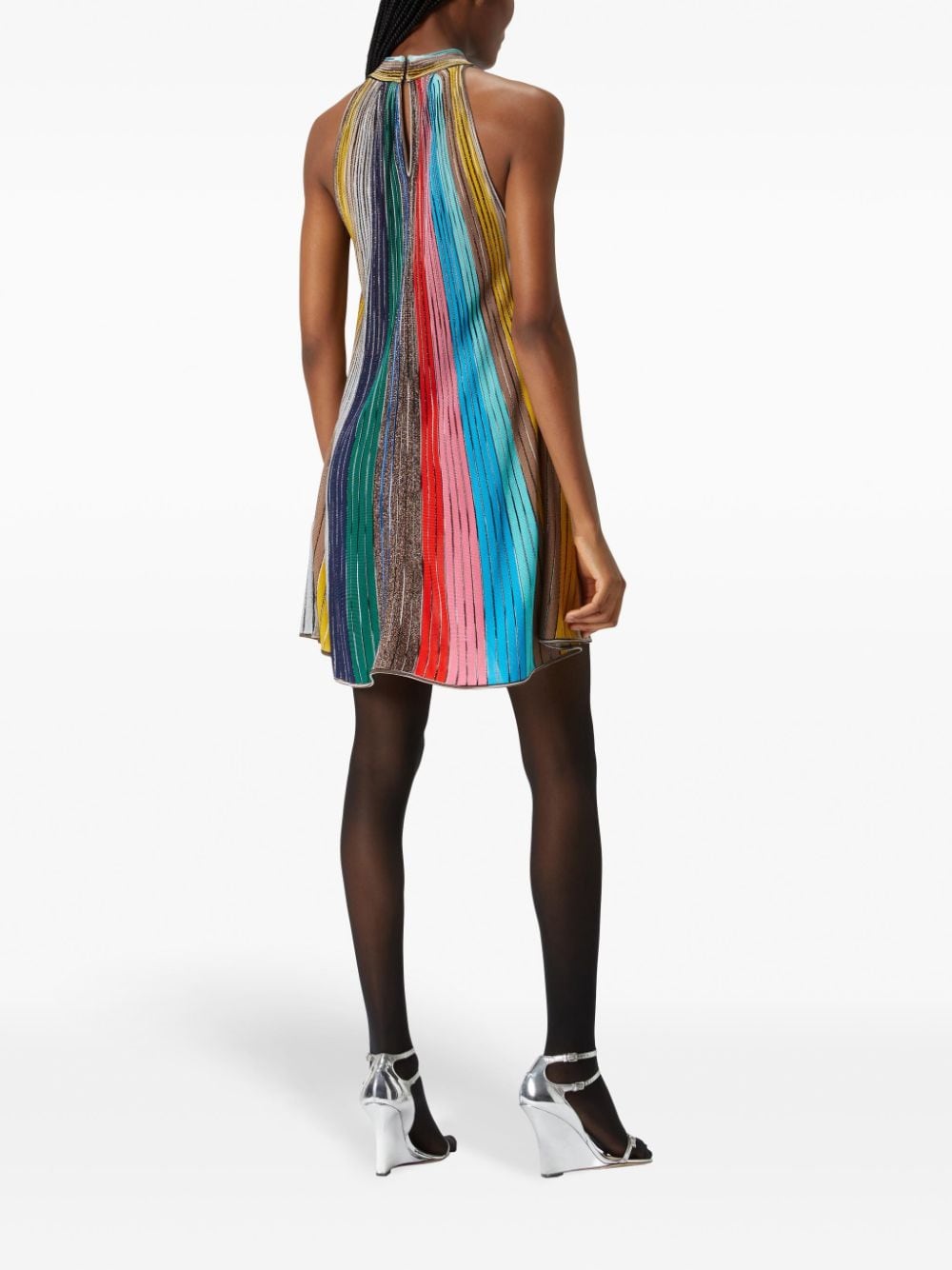 Shop Missoni Pleated Sleeveless Mini Dress In Blue