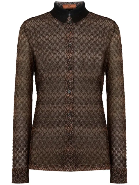 Missoni lamé-effect chevron-knit shirt