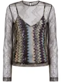 Missoni layered chevron-knit top - Brown