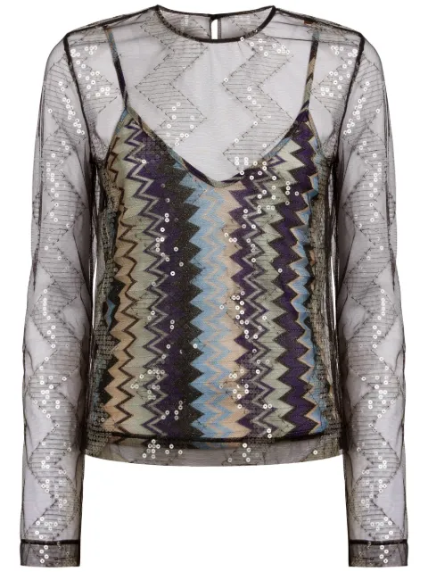Missoni layered chevron-knit top