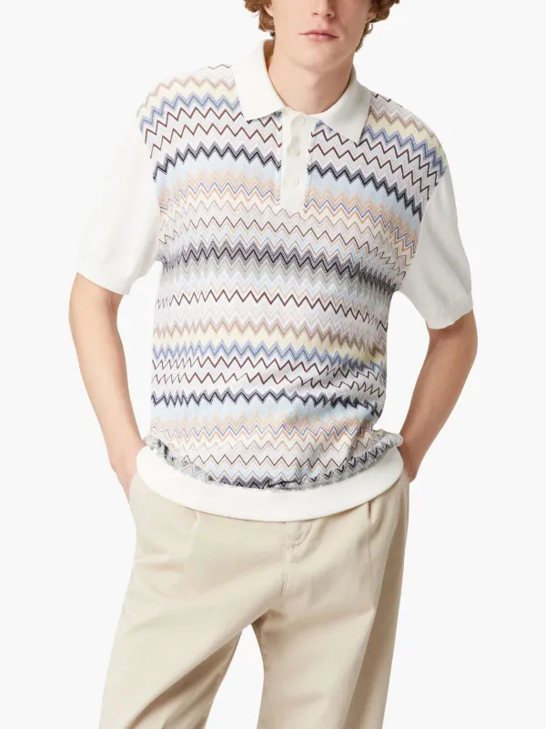 Missoni Zigzag Cotton Polo Shirt | White | FARFETCH