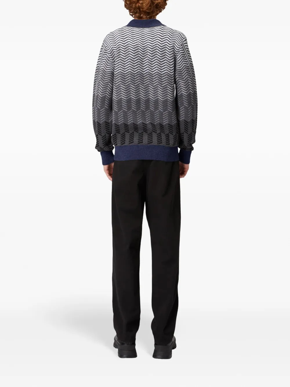 Missoni Poloshirt van scheerwol met zigzagpatroon Grijs