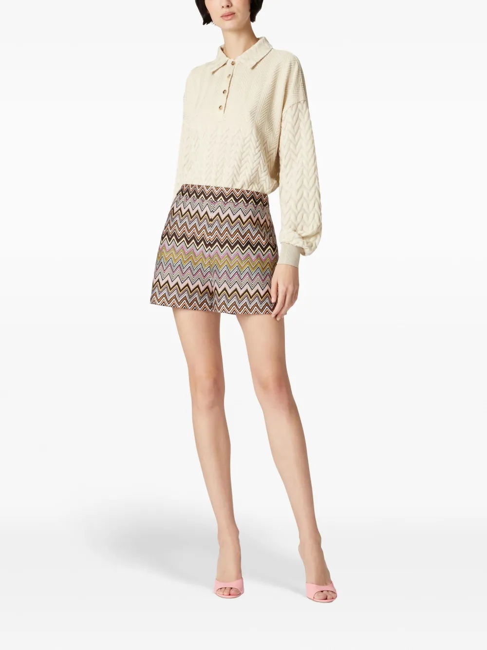 Missoni Poloshirt met zigzag-patroon - Beige