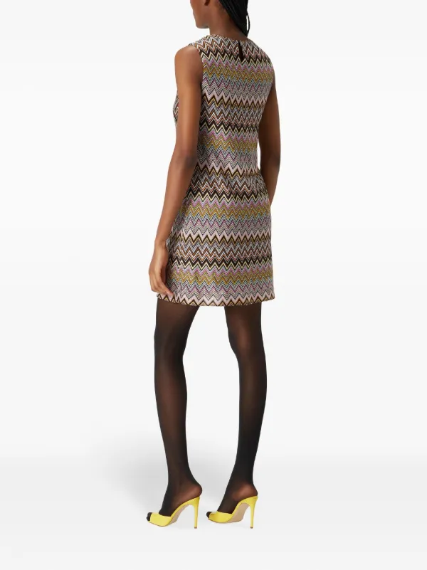 Missoni Zigzag Sleeveless Mini Dress | Brown | FARFETCH
