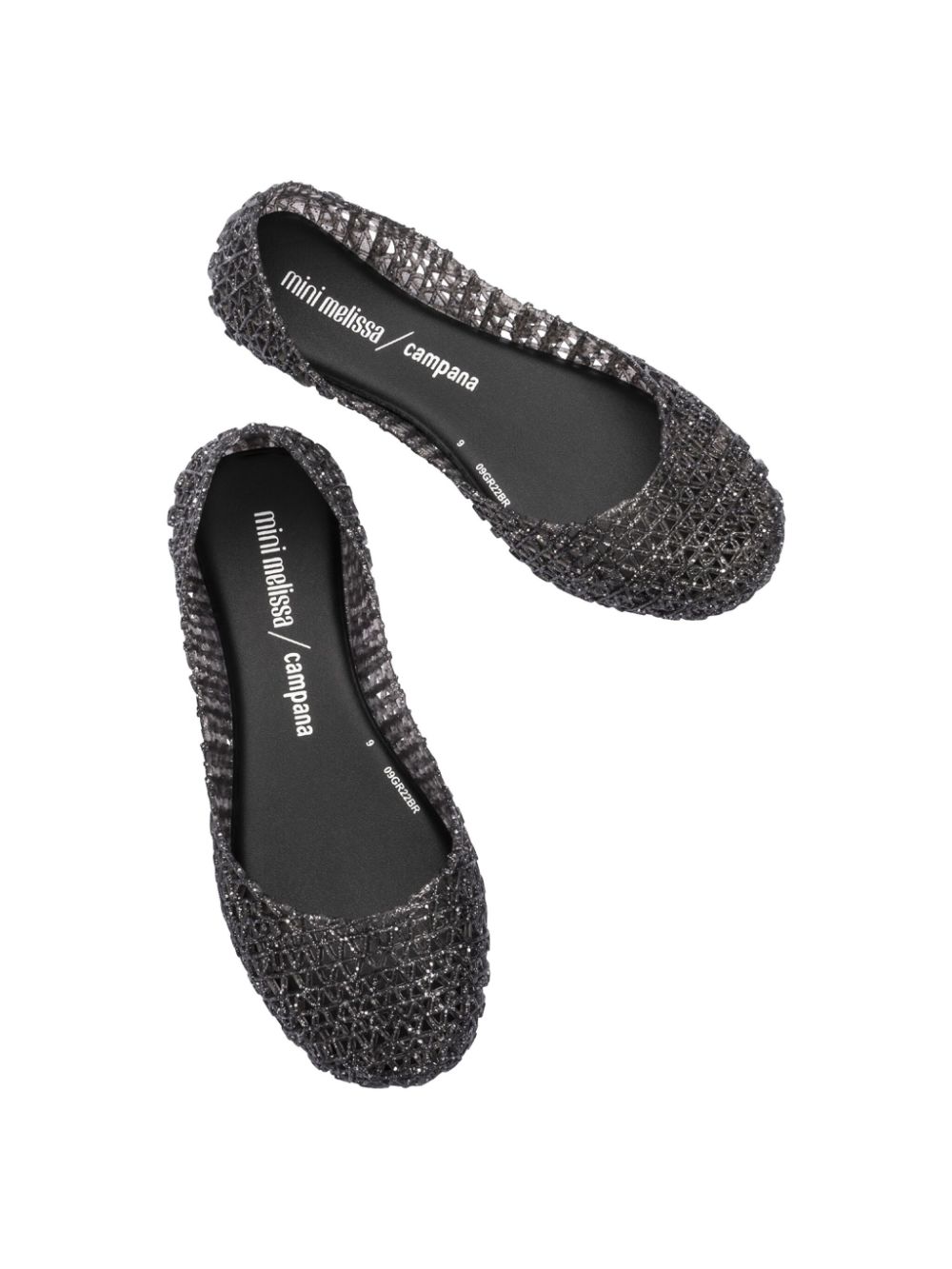 Mini Melissa Campana ballerina's met glitter Zwart