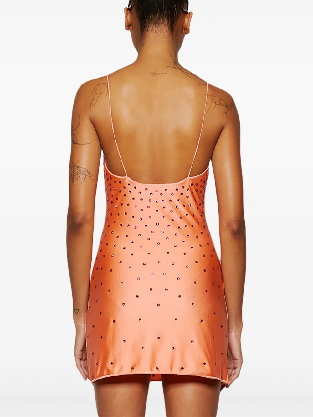 OSEREE CRYSTAL-EMBELLISHED SATIN MINIDRESS