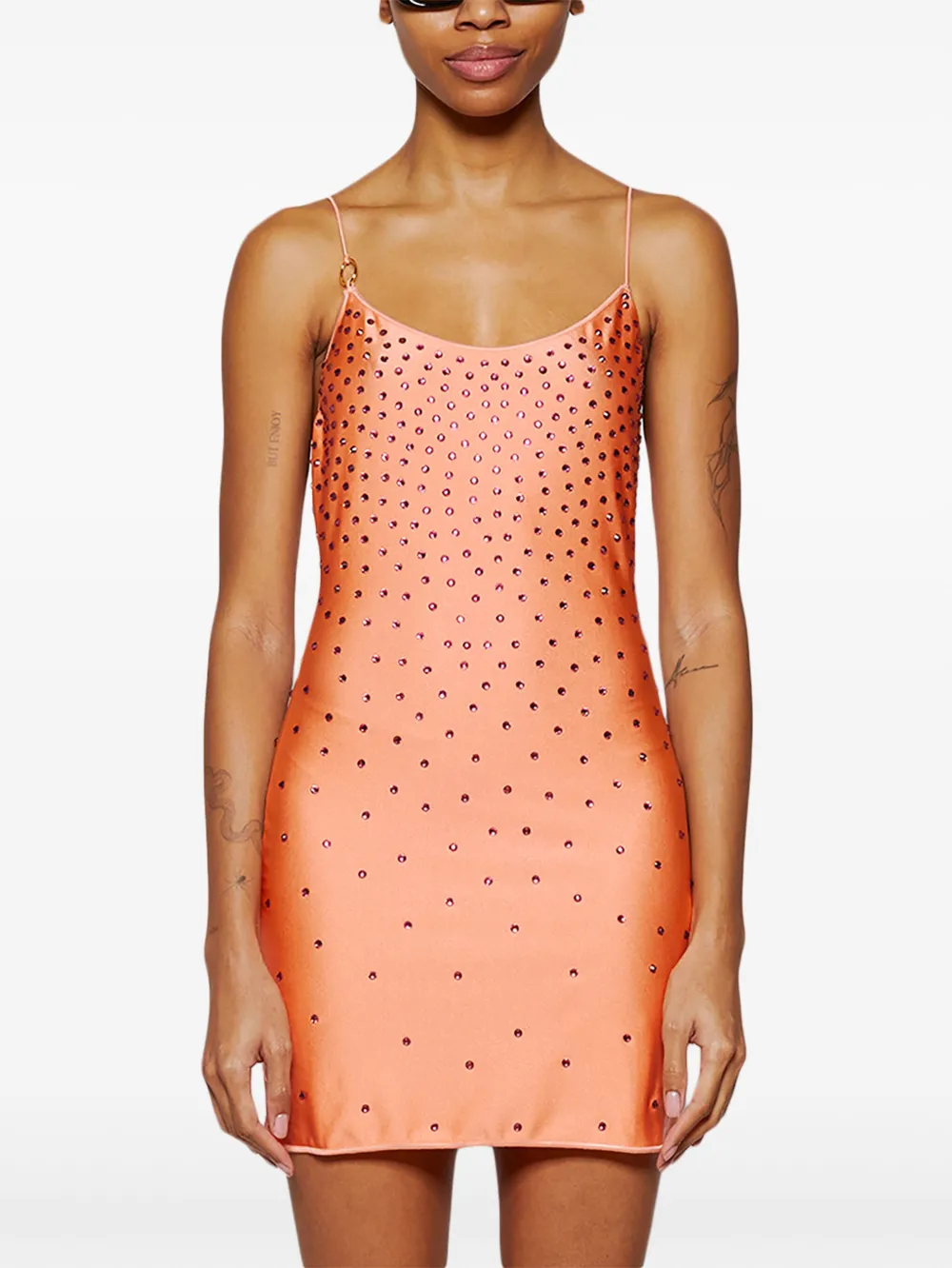 OSEREE CRYSTAL-EMBELLISHED SATIN MINIDRESS