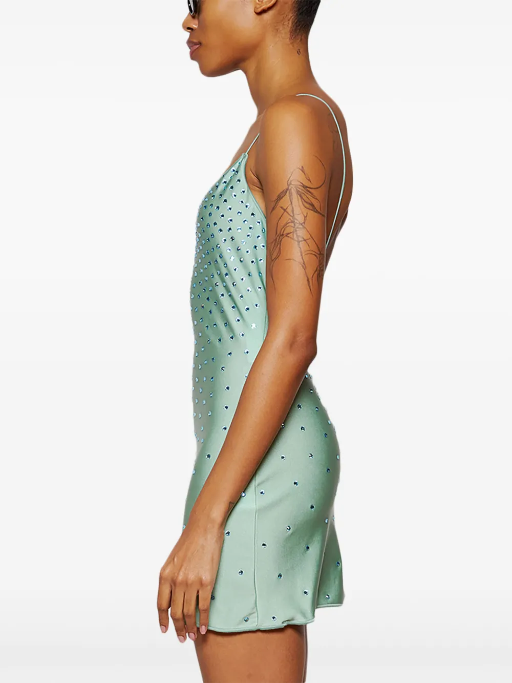 Oseree Gem-embellished Mini Dress In Green