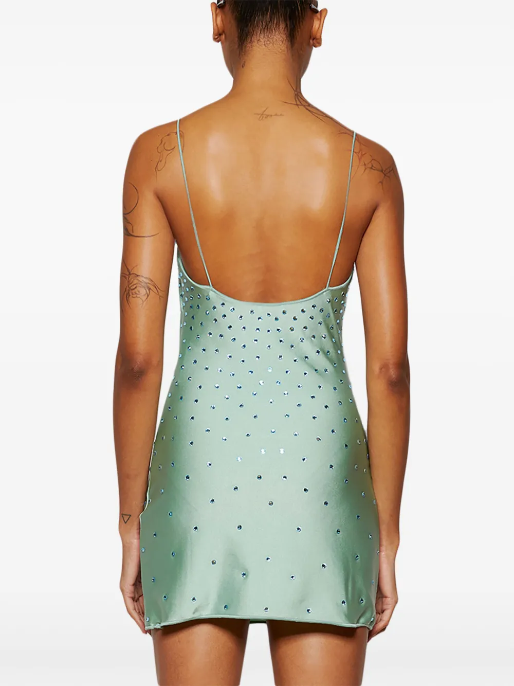 Oseree Gem-embellished Mini Dress In Green