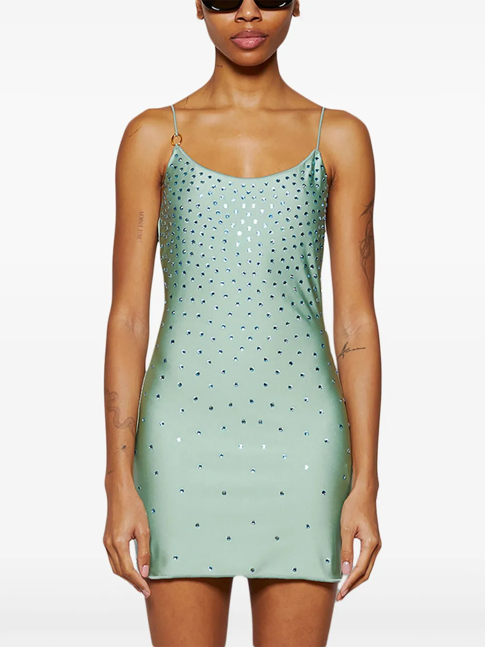 Oseree Gem-embellished Mini Dress In Green