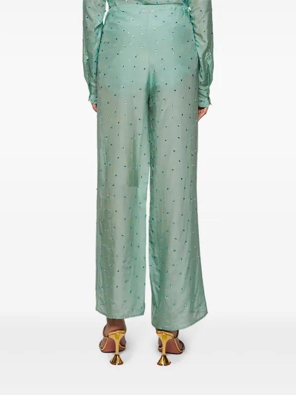 パンツ OSEREE Woman Pants Green Lumière Plumage Pants