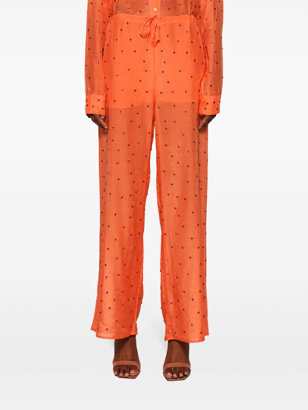 Oseree All-over Gem Trousers In Orange