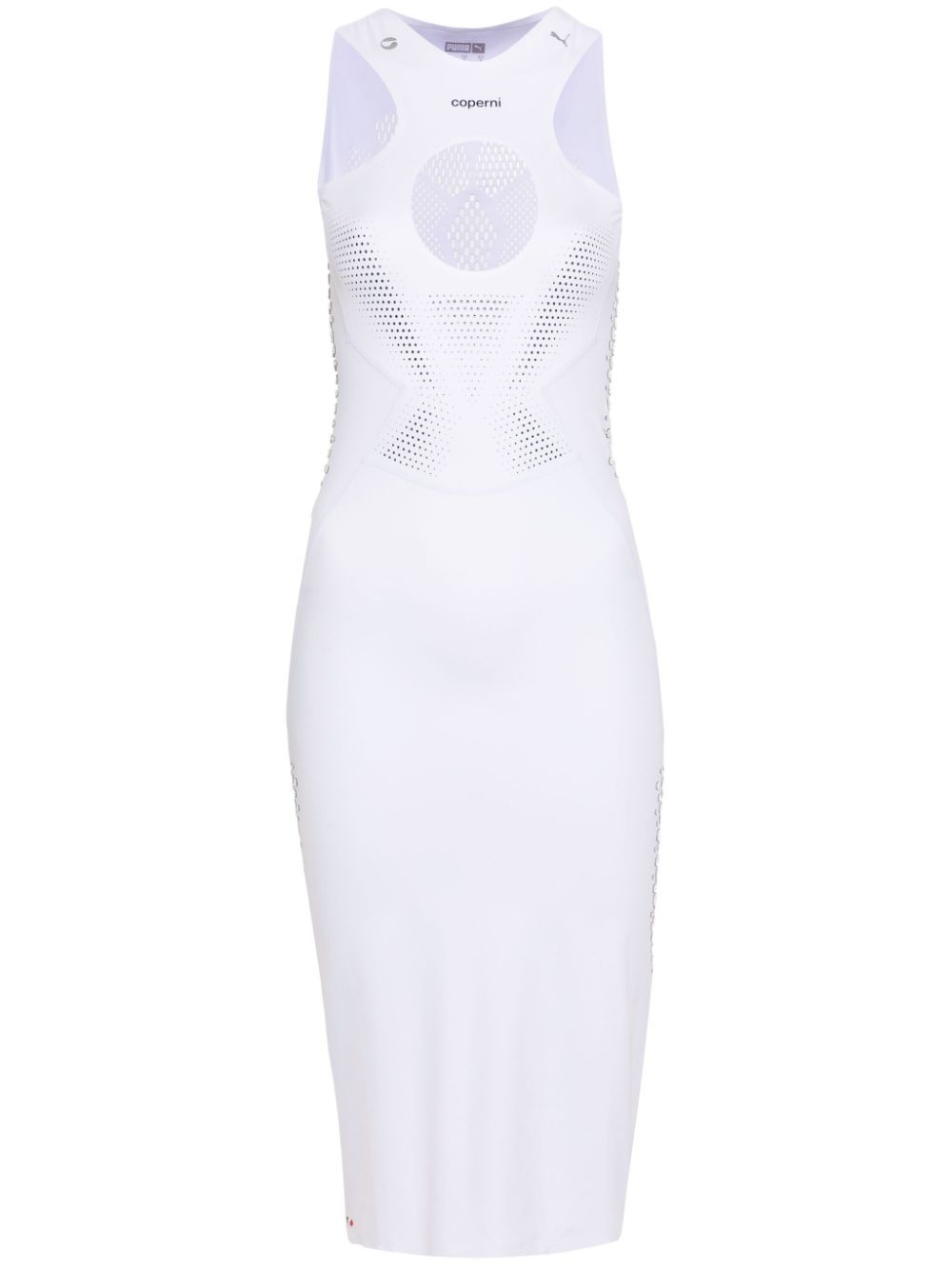 Shop Coperni X Puma Cut-out Detail Midi Dress In White