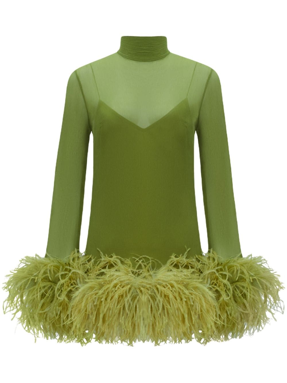 Taller Marmo Gina Spirito Feather-trim Minidress In Green