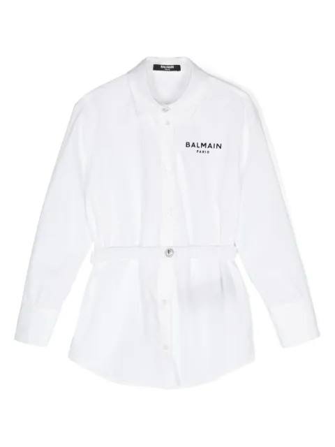 Balmain Kids flocked-logo cotton shirt