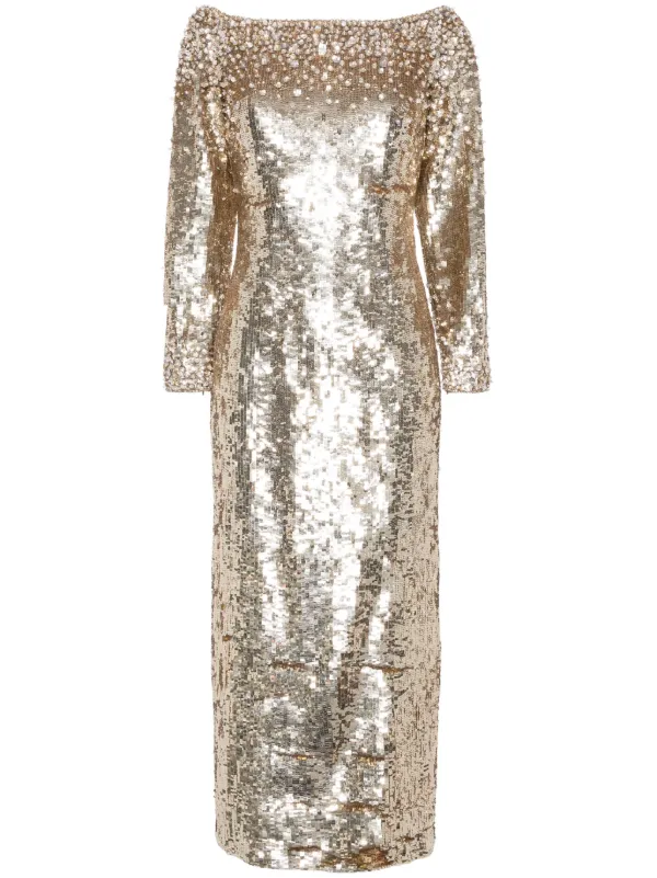 Jenny Packham Ballroom Blitz Sequined Midi Dress | Gold | FARFETCH