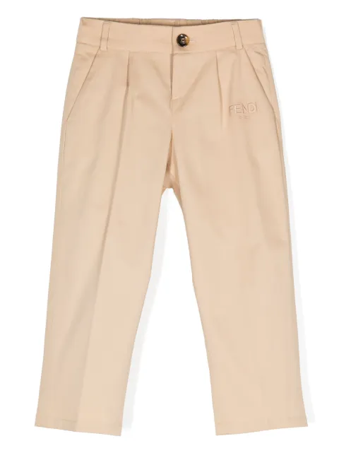 Fendi Kids pantalones con logo bordado y pinzas