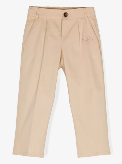 Fendi Kids pantalones con logo bordado y pinzas