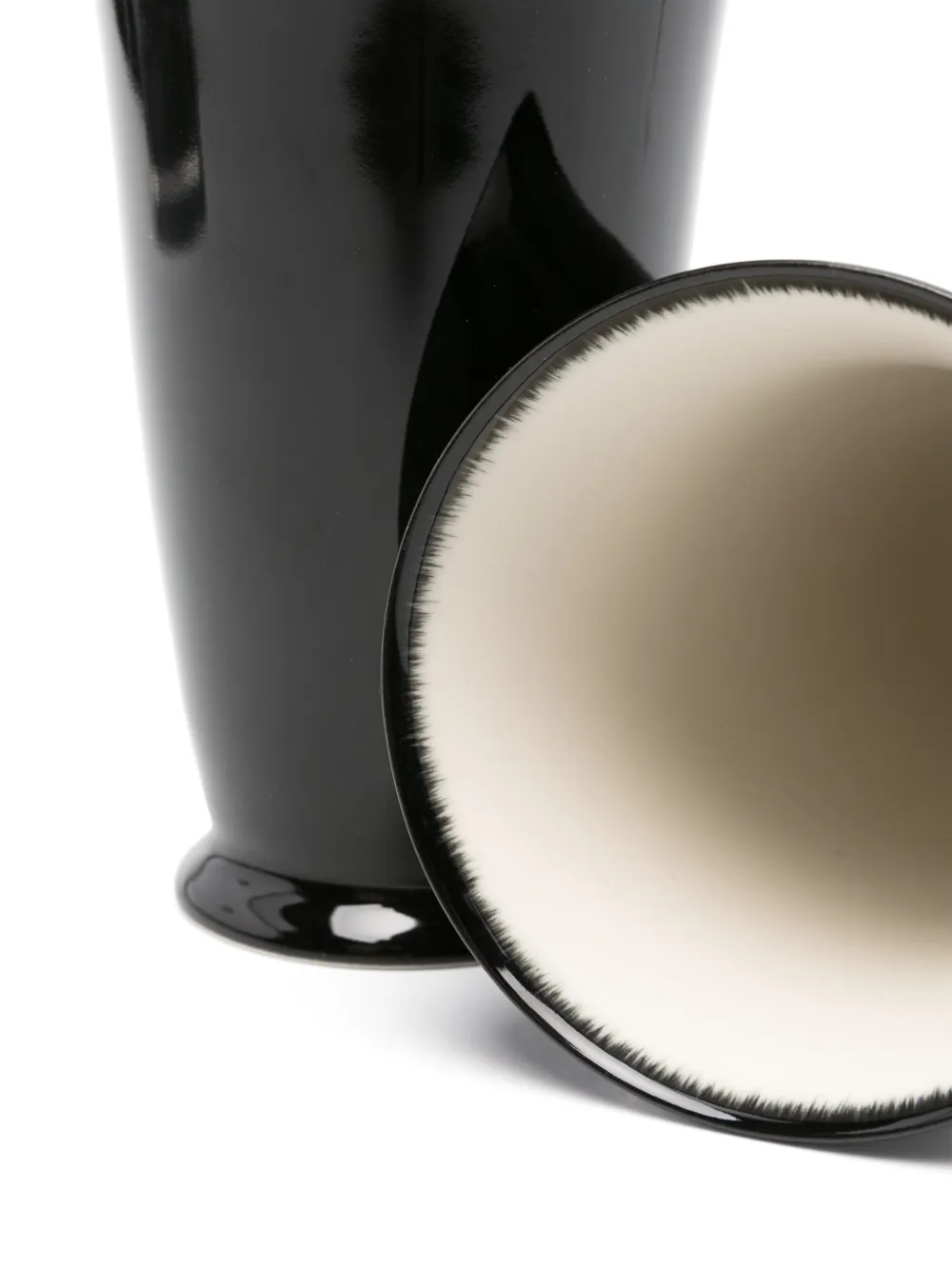 Ann Demeulemeester X Serax Ombré-effect Porcelain Mugs (8.4cm X 13.7cm) In Offwhite/black