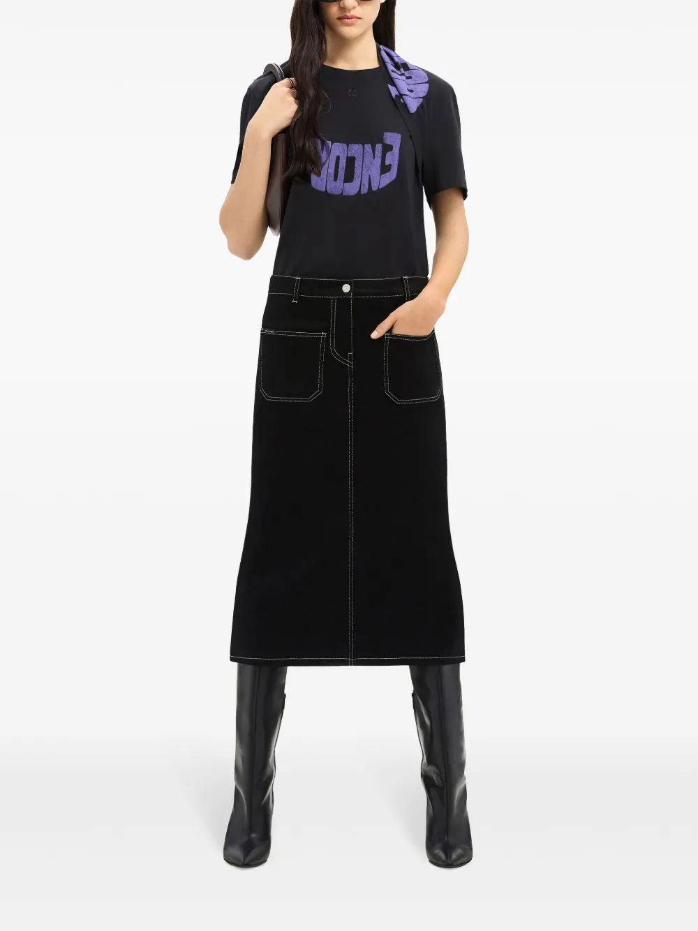 Courrèges T-shirt met print Zwart