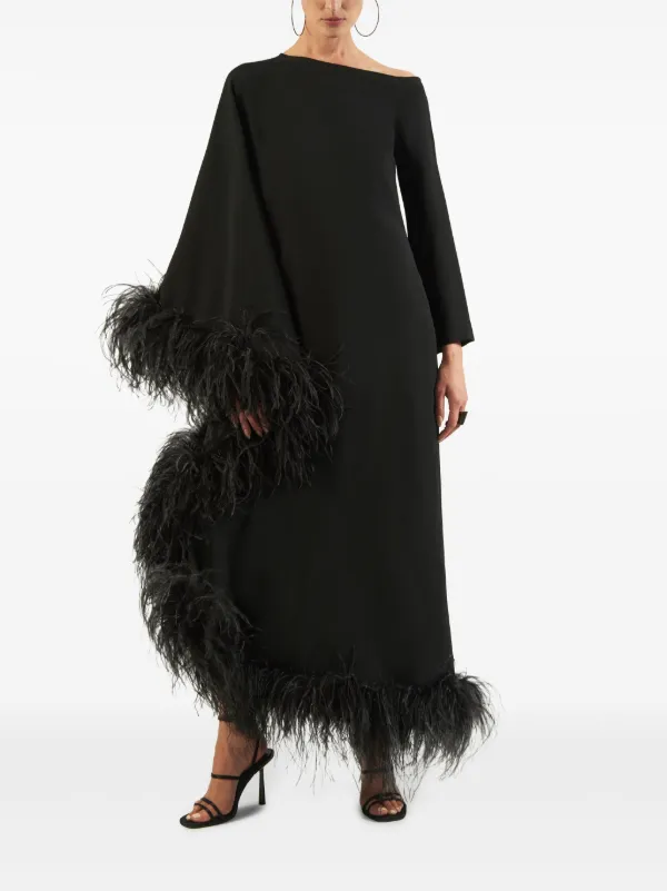 knee length dresses for ladies Elegant Black Feather Sloane Corset Gown