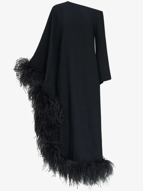 Taller Marmo Ubud Extravaganza feather-trim maxi dress