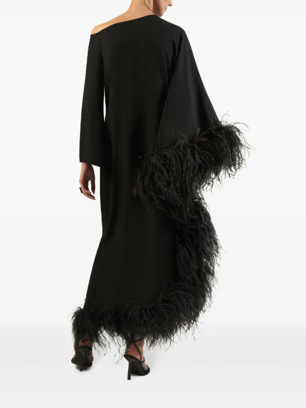 black feather evening dress Sequin Long Sleeve Feather Gown by GLS Gloria GL3160 M / Black main image 0