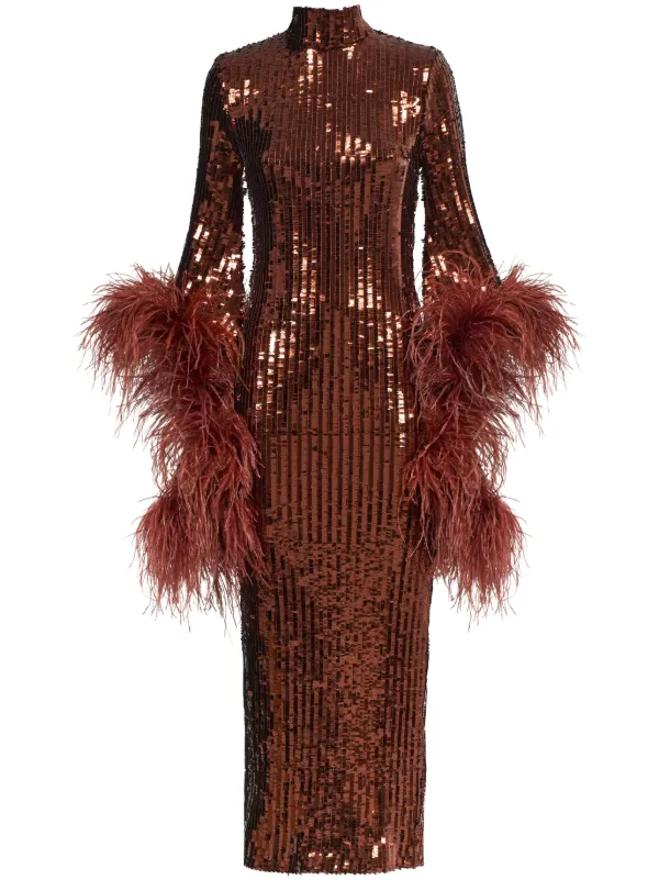 Taller Marmo Del Rio Disco Sequinned Midi Dress | Brown | FARFETCH BH