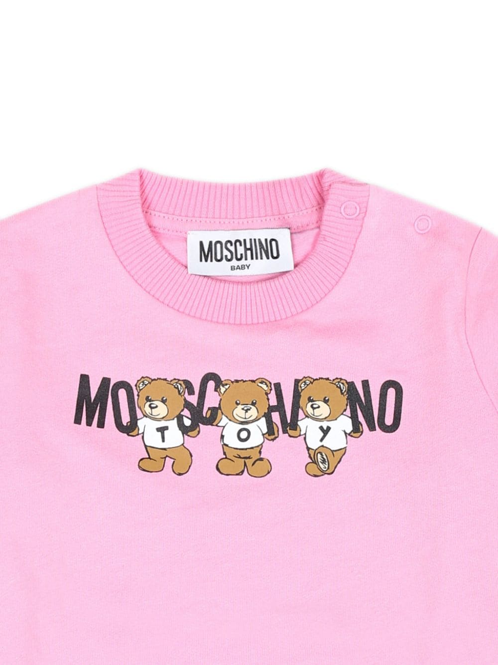 Shop Moschino Teddy-print Cotton Sweatshirt In Pink