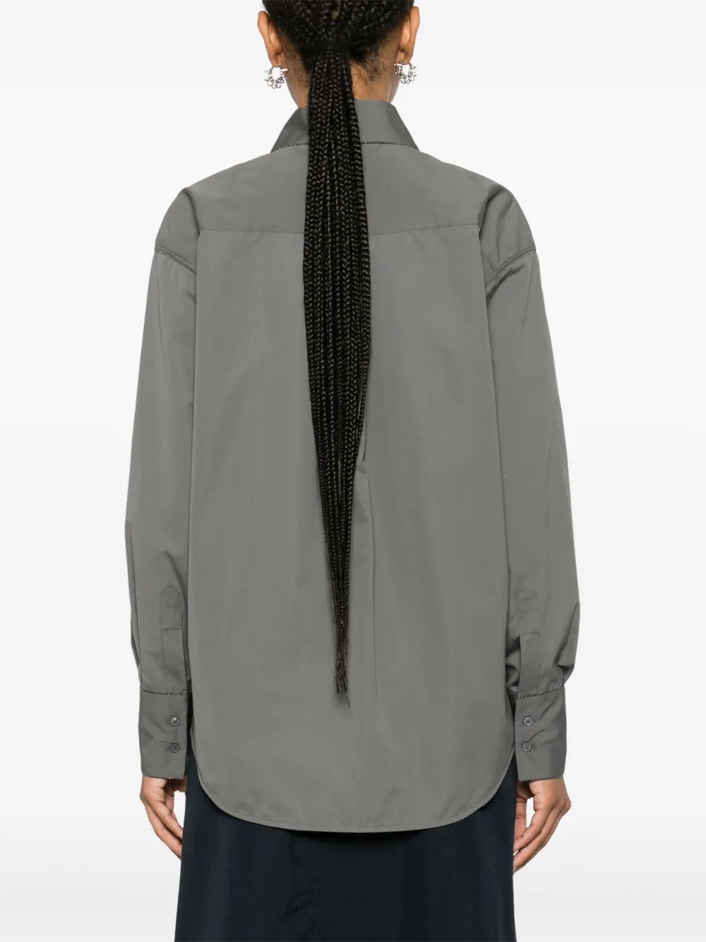Fabiana Filippi Popeline blouse met kralen afwerking Grijs