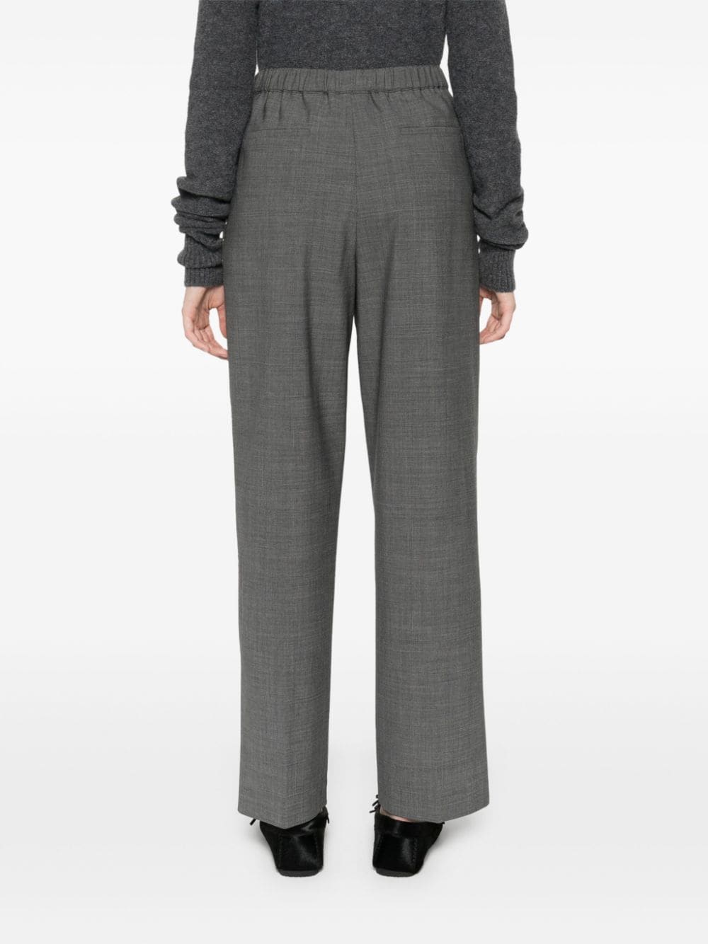 Shop Fabiana Filippi Beaded-trim Straight Trousers In Grey