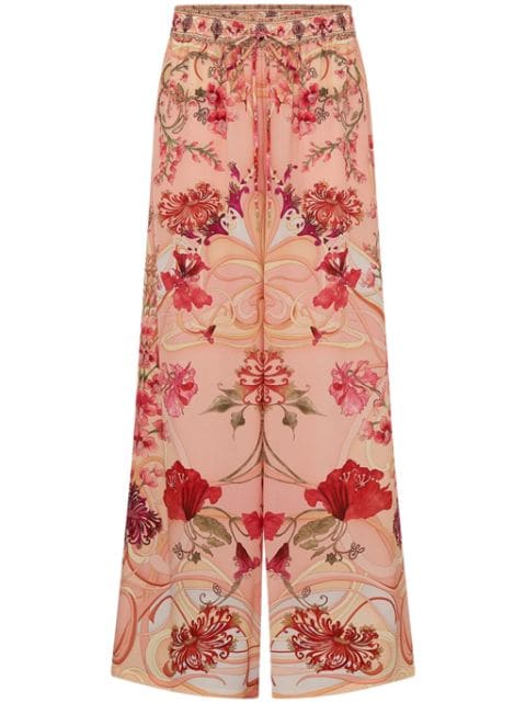 Camilla Blossoms and Brushstrokes wide-leg silk trousers