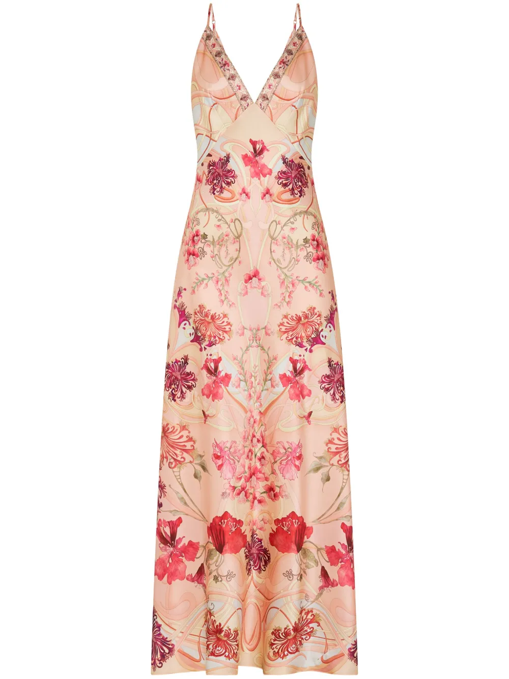 Camilla Blossoms & Brushstrokes-print Silk Dress In Pink