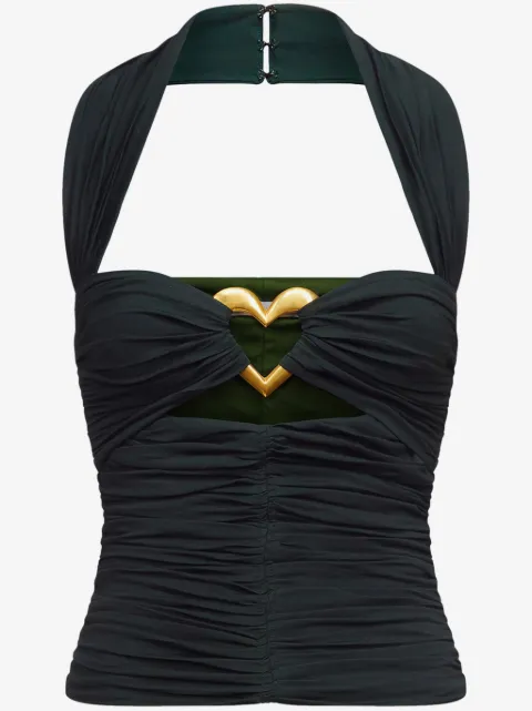 AREA Heart ruched halter top