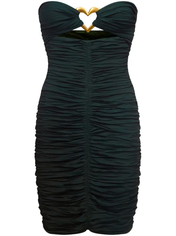 AREA heart-ring Ruched Mini Dress | Green | FARFETCH AREA heart-ring Ruched Mini Dress | Green | FARFETCH