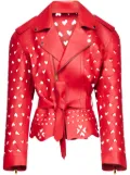 AREA Laser-Cut Heart leather jacket - Red