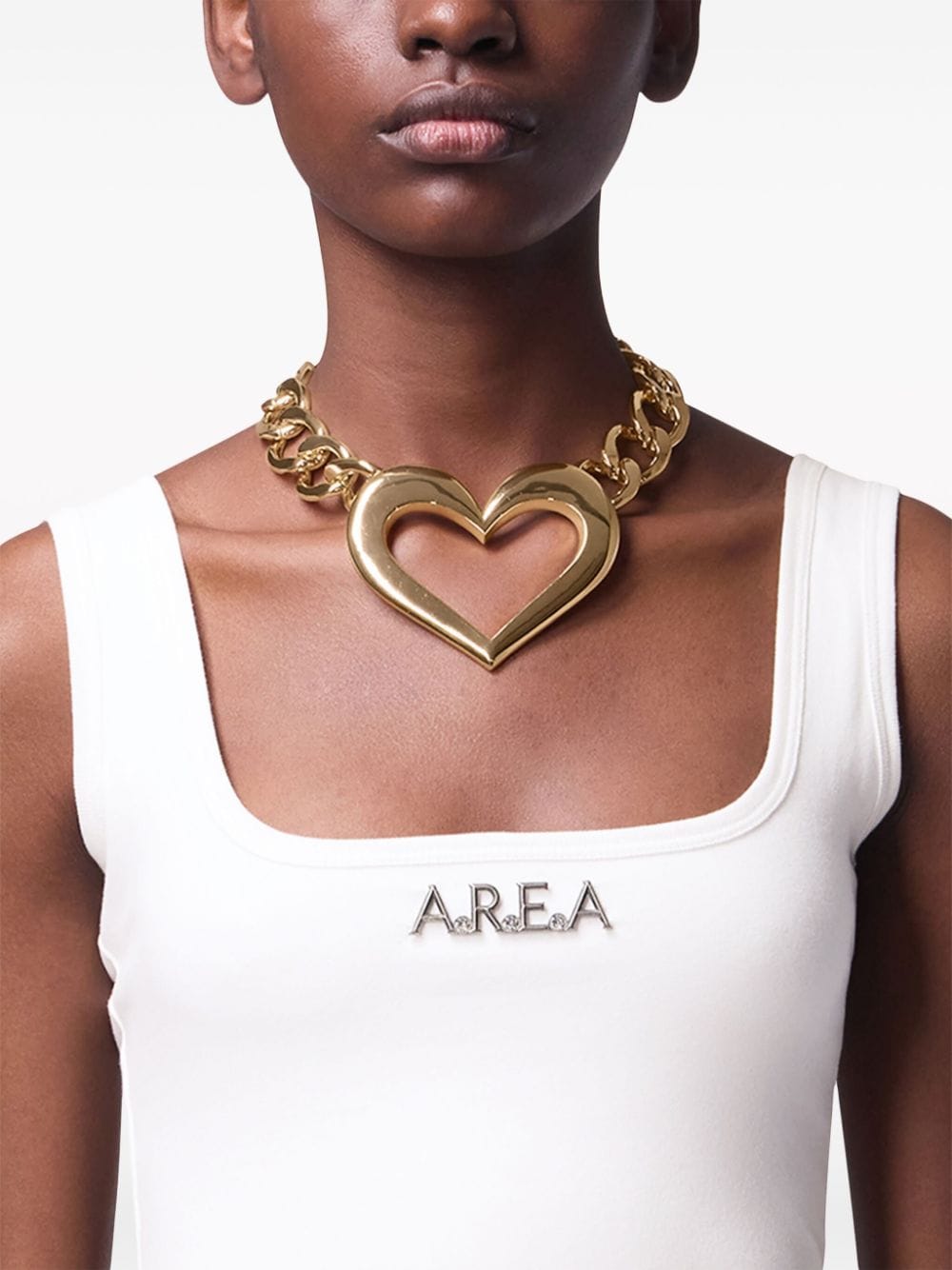 Shop Area Heart Pendant Curb Chain Necklace In Gold