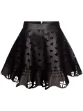 AREA laser-cut leather miniskirt - Black